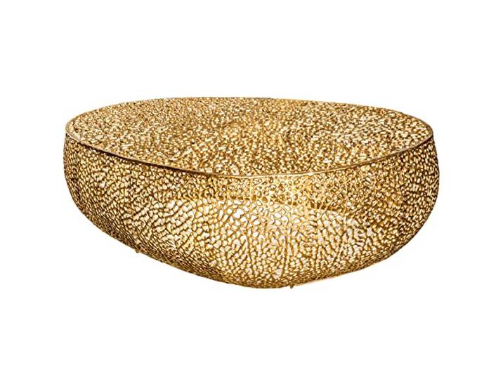 Couchtisch ABSTRACT LEAF 129cm - gold - Metall - handgefertigt robust Montiert, hochwertig, natürliche Optik, für Wohnzimmer, Unikat, Beistelltisch