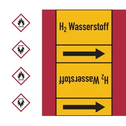 Rohrleitungskennzeichen H2 Wasserstoff - 33000x180 mm Folie selbstklebend