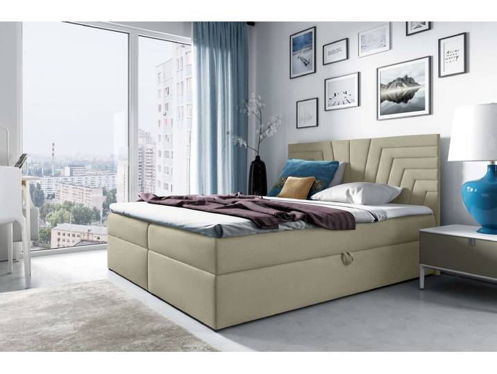 Gilberto Boxspringbett 140x200 cm Strukturstoff INARI Beige