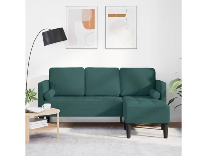 HEFZGDB L-Form Sofa 3-Sitzer Dunkelgrün 160 cm Stoff Ecksofa Wohnzimmer mit Stauraum und Bequemlichkeit, Modernes Design für Gemütlichkeit und Stabilität aus Buchenholz,