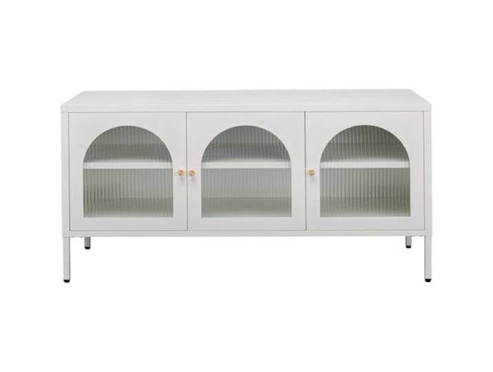 Kare Design Lowboard Naxos, Weiß, Sideboard, Aufbewahrung, mit 3 Türen, Stahlgestell, Wohnzimmer, 60x120x40 cm (H/B/T)