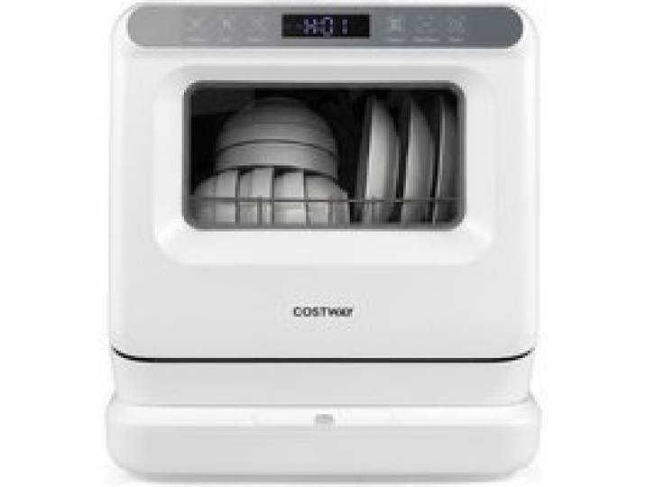 COSTWAY Lave-Vaisselle de Table 850W avec Réservoir dEau de 8 25 L 6 Programmes Fonction de Conservation Lavage des Fruits Blanc