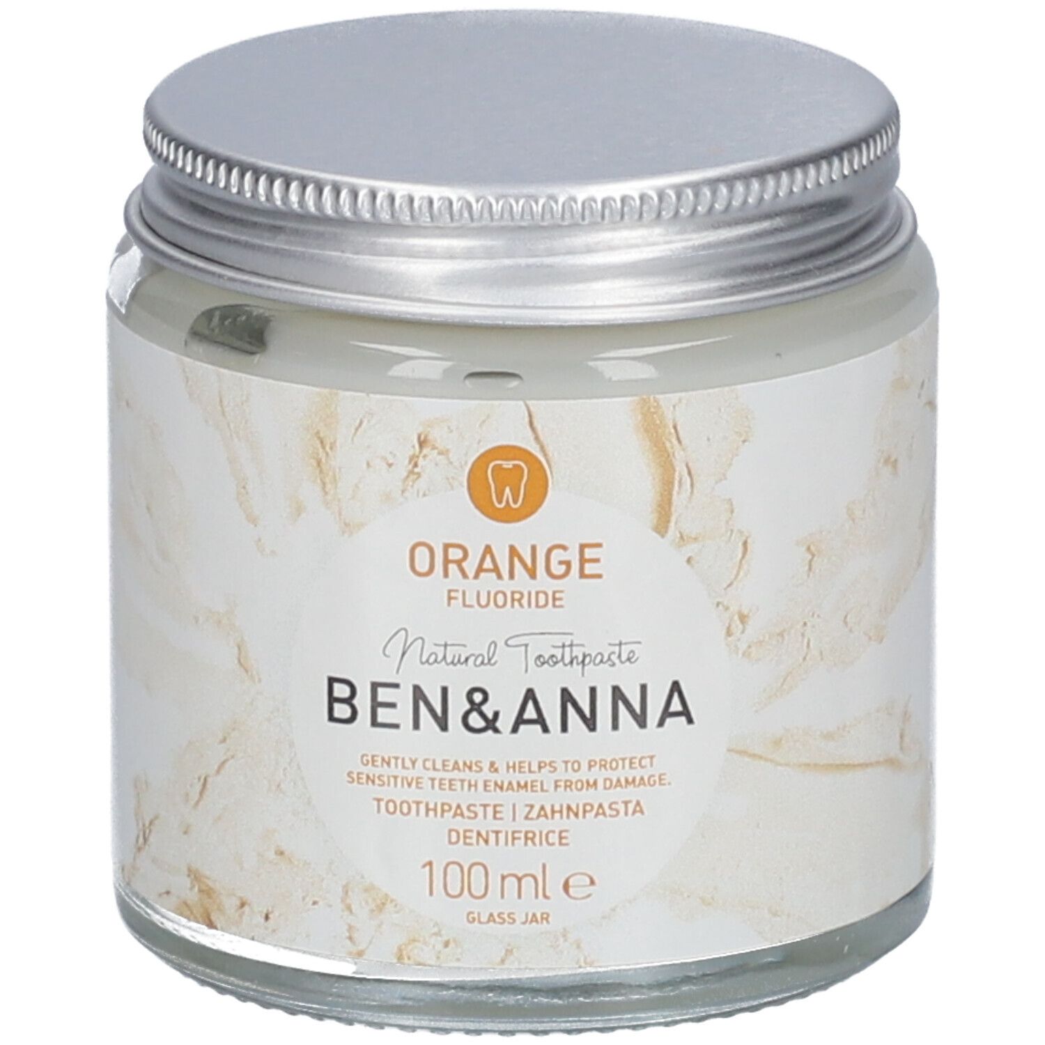 Ben & Anna Natural Toothpaste Glass Jar Orange Fluoride 100 ml Zahnpasta