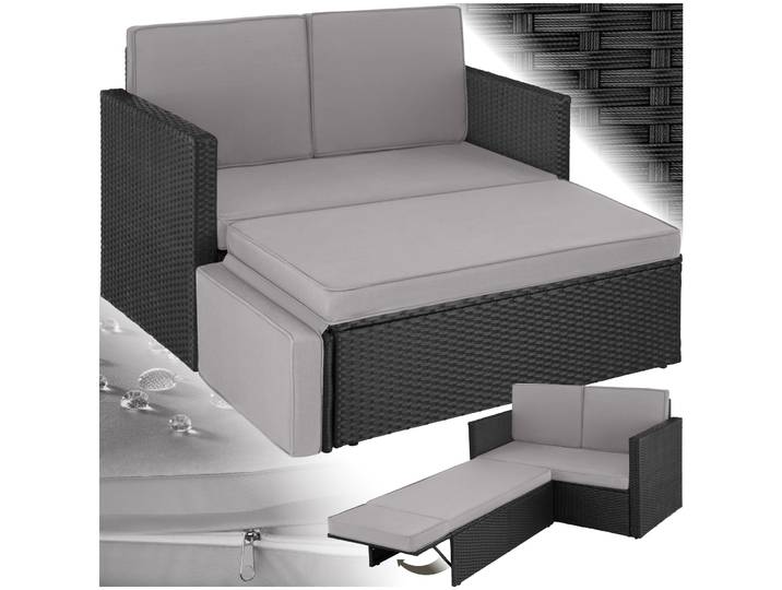 Canapé de jardin CORFOU modulable - noir/gris