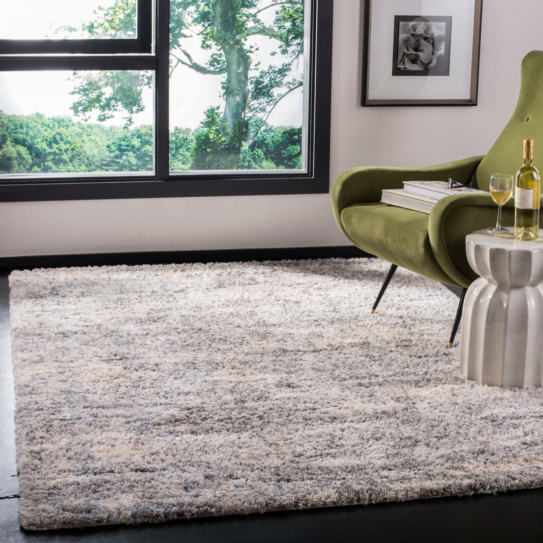 Etta Avenue Caius Shaggy Area Rug Neautral/Blue Rectangle 160 x 229 cm