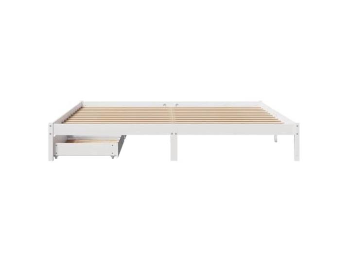 KTHLBRH Bettgestell weiß 200 x 200 cm Massivholz Kiefer Lattenrost, 2 Schubladen, 100 kg, für Schlafzimmer