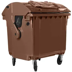 Hardwex Müllcontainer 1100 l Braun mit Runddeckel, Deckel im Deckel