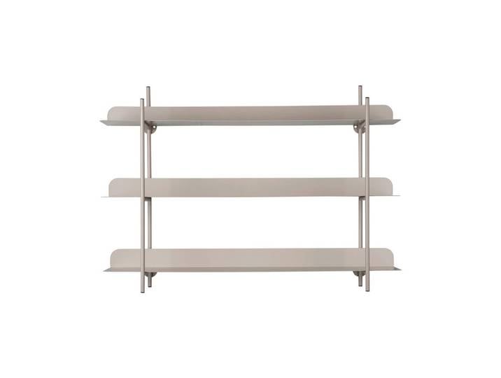 Leitmotiv Dekowandregal, Greige, Metall, Uni, rechteckig, 60x42x16 cm, zum Hängen, Wohnzimmer, Regale, Wandregale