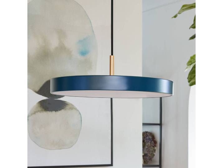 Hanglamp Asteria mini, dimbaar, blauw, Woon-/ Eetkamer, Aluminium, Design