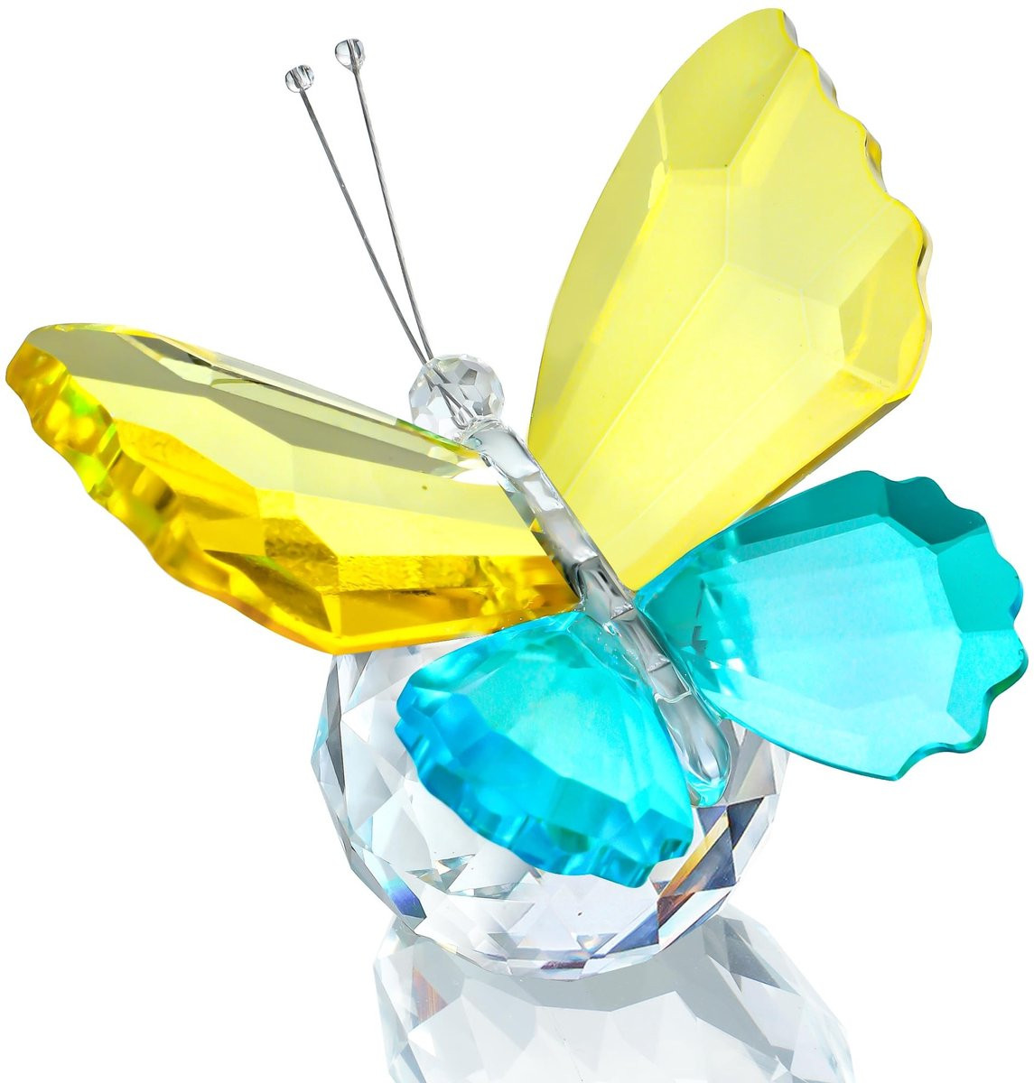 Cosensi Crystal Butterfly Elegant Decoratie - Geel en Cyan Blauw - Verzamelfiguur voor op tafel