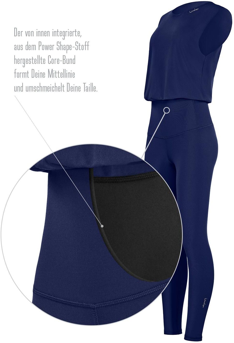 Jumpsuit WINSHAPE "JS102LSC", Damen, Gr. L, Normalgrössen, blau (dunkelblau), 85% Polyester, 15% Elasthan, Rundhals, Overalls Jumpsuit, Functional Comfort dunkelblau L, Normalgrössen
