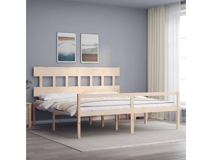 Massives Kiefernholz Seniorengerechte Einstiegshöhe Einzelbett 200x200 cm Seniorenbett mit Kopfteil 200x200 cm Massivholz Kiefer Bettgestell mit Lattenrost Stauraum 45cm Einstiegshöhe