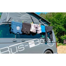 BusBoxx Wäscheleine für original Kederschiene VW T5 / T6 / T6.1 / T7 New California Beach Vormontiert