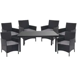 PROREGAL Poly-Rattan-Garnitur Gartenmöbel Balkon-Set Sitzgarnitur Anthrazit Kissen Anthrazit