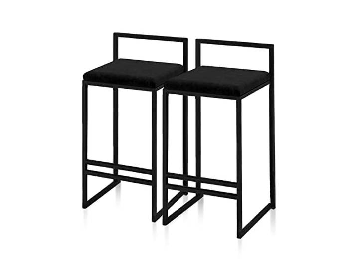 Knjlwa Set mit 2 Esszimmerstühlen aus Samt, mit Stoff gepolsterter Sitz, Barhocker für Frühstücksbar, Theke, Küche und Zuhause