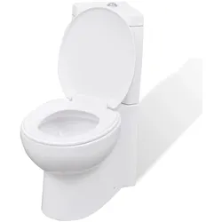 Helloshop26 - Eck-Toilette aus Keramik mit WC-Becken und Sitz weiß 02_0003559