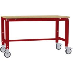 Manuflex AU7335.3003 Universal Arbeitstisch UNIVERSAL Spezial mobil mit Multiplexplatte, BxTxH = 1250 x 800 x 752-972 mm Rubin-Rot