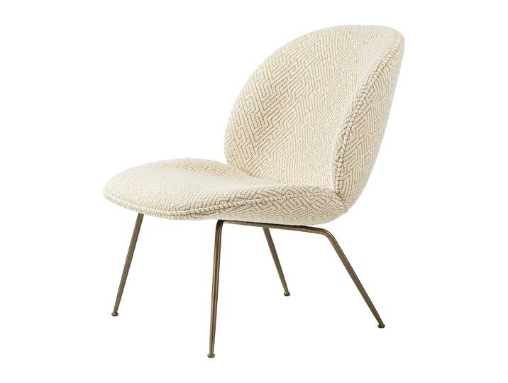 GUBI Beetle lounge chair fully upholstered conic base Dora boucle 0002-antique brass