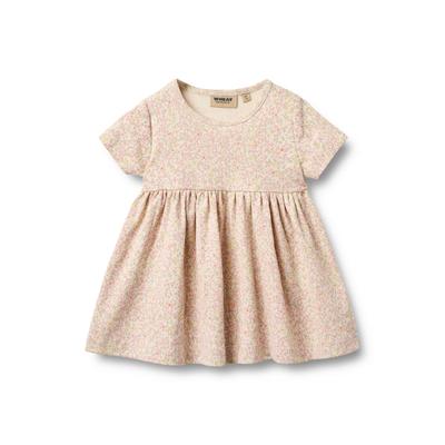 Shirtkleid WHEAT "WHEAT Jerseykleid S/S Nova", Mädchen, Gr. 92, coral flowers, 100% Baumwolle, normal, Rundhals, Kleider Shirtkleid