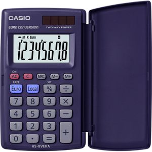 Casio Taschenrechner HS 8 VERA, Währungsumrechnung, 8-stellige LCD-Anzeige, Solar- & Batteriebetrieb