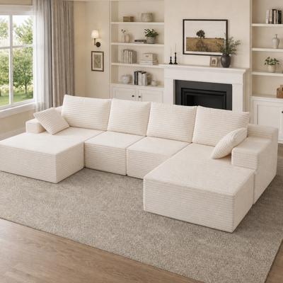 Direct Wicker "131"" Oversized Cloud Boneless Sofa with 2 Ottoman"