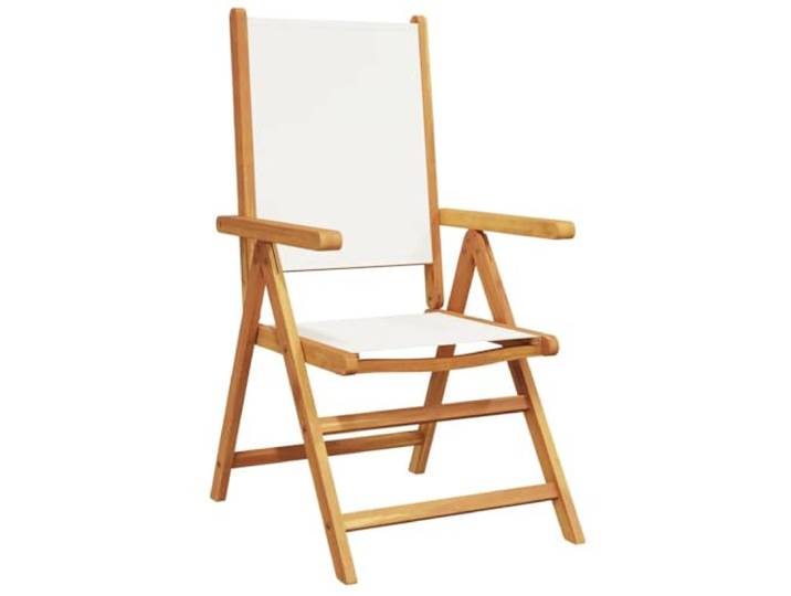 KTHLBRH Gartenmöbel-Set, 7-teilig, cremefarben, aus Stoff und Massivholz Akazien-Öl-Finish, neigbar, ausziehbarer Tisch, Klappstühle, Outdoor
