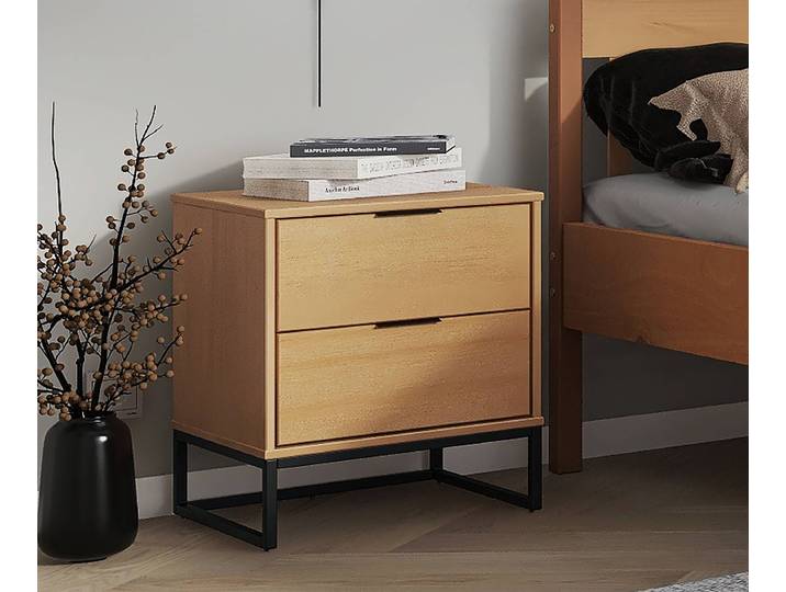 Table de chevet en bois massif Luna 50 x 59 x 45cm Marron