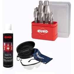 RUKO Flachsenker-Satz DIN 373 HSS, 6tlg., M3–M10 inkl. Spray & Schutzbrille