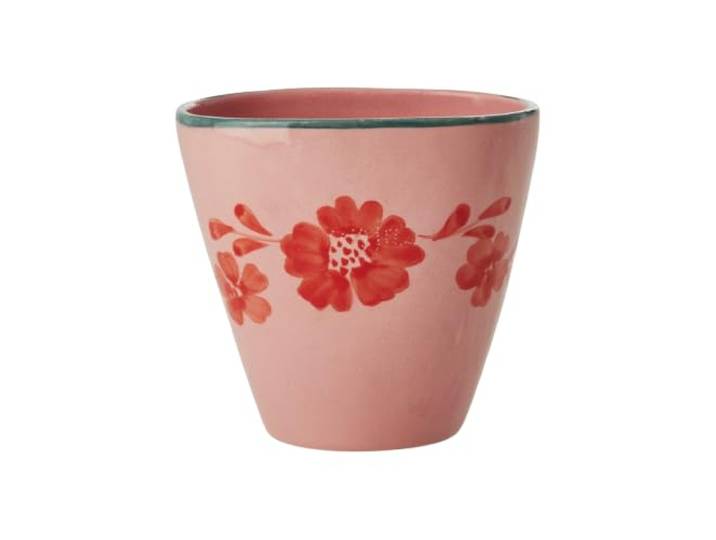 Rice Gobelet ovale en céramique\, rose\, 0\,3 l Fleur de vigne peinte à la main