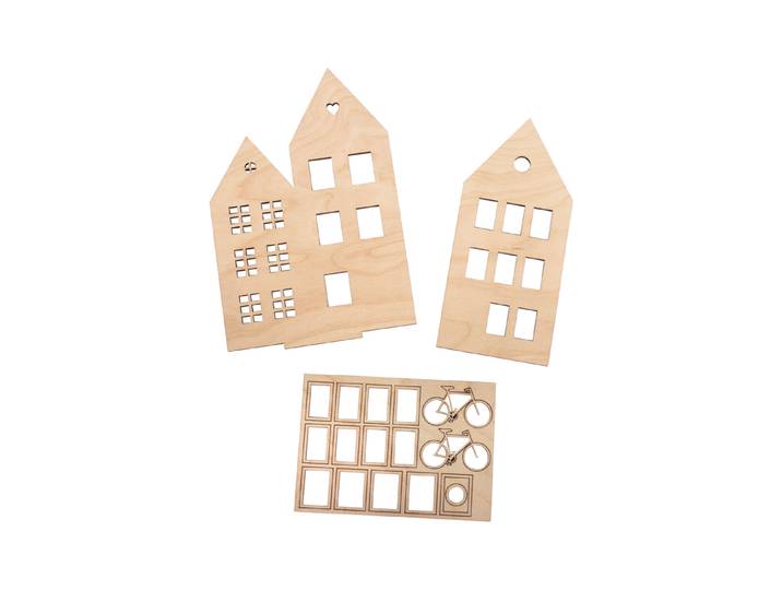 Rayher Holzmotive Häuser 15 × 18.8 cm 18 Stück
