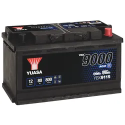 Yuasa YBX9115 AGM Start-Stop Plus 12V 80Ah 800A Autobatterie für moderne Fahrzeuge