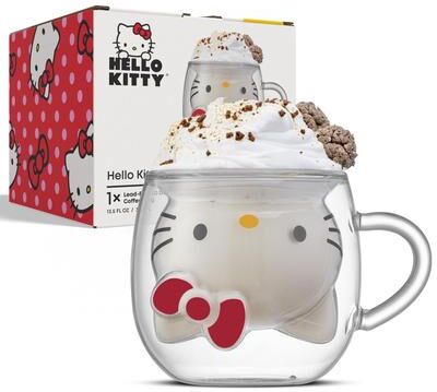 JoyJolt Hello Kitty® 3D Double Wall Coffee Mug with Handle