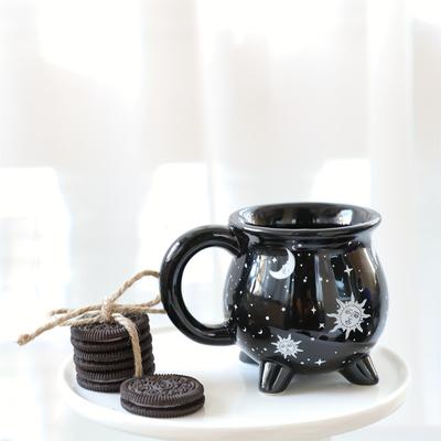 ModernMart Celestial Sun Moon Stars Coffee Mug Mystical Ceramic Divination Cup For Coffee & Tea Lovers black