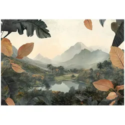 FOTOTAPETE Berge Natur Wald Vlies Tapete Wohnzimmer 150x105