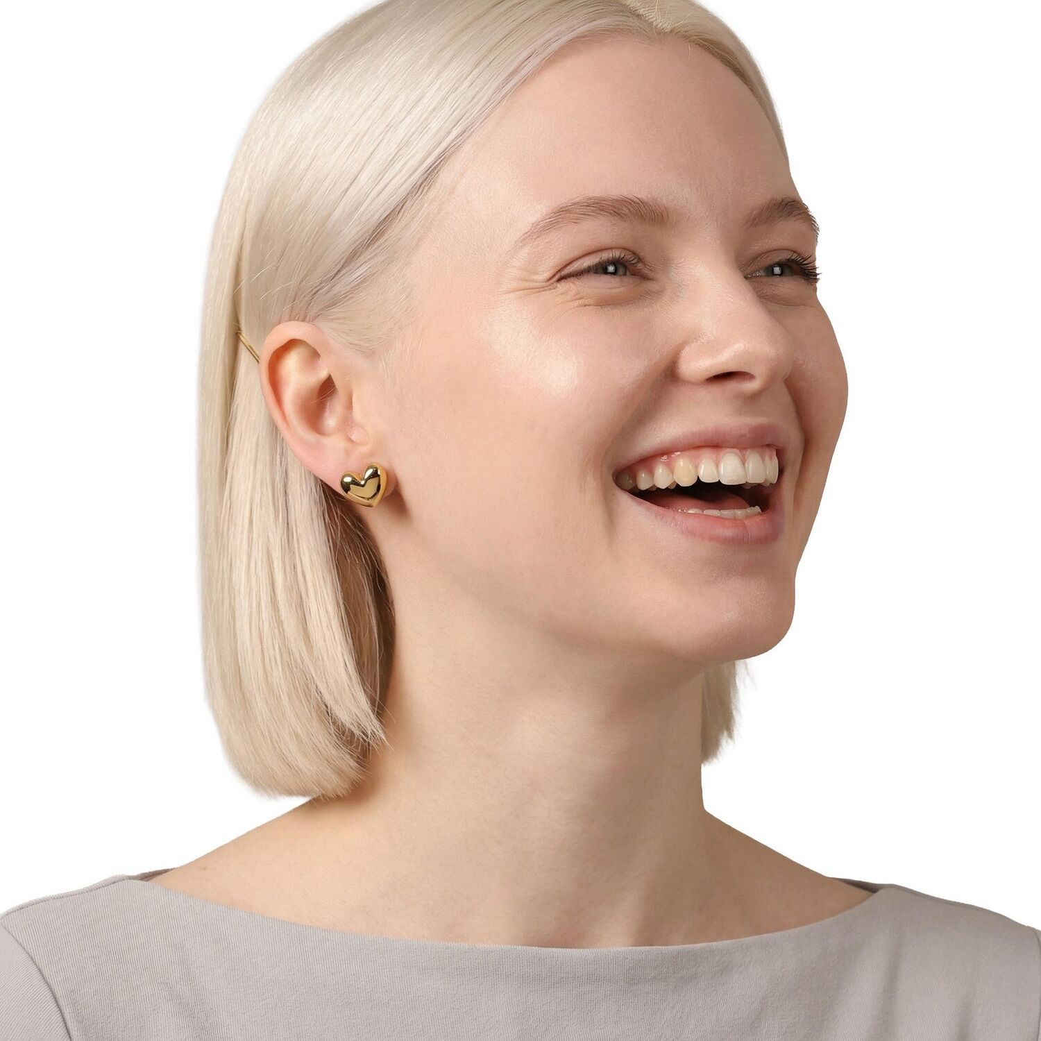 Paar Ohrstecker AMOR "Herzen", gelbgoldfarben, Ohrringe, Damen, Edelstahl