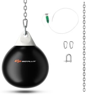 Costway 18 Inch 110 Pound Heavy Punching Water Aqua Bag with Adjustable Metal Chain-Black