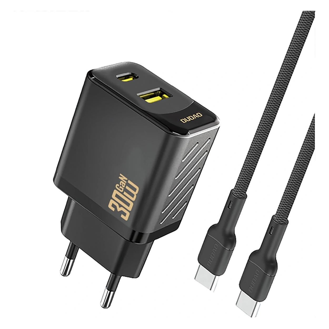 Dudao A27TCEU 30W GaN Charger + USB-C Black (30 W, 2 Ports) (A27TCEU-black)