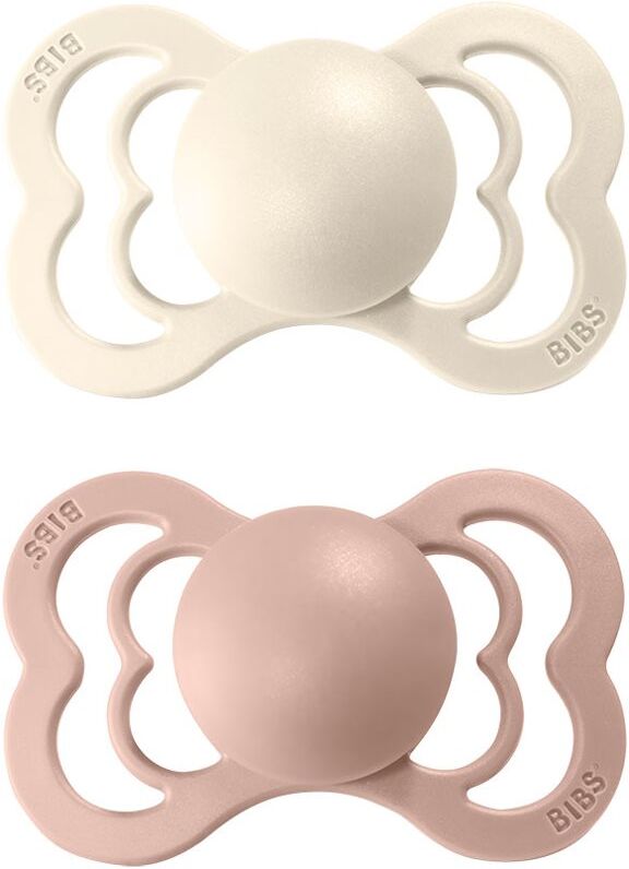 BIBS Supreme Natural Rubber Size 1: 0+ months tétine Ivory / Blush 2 pcs