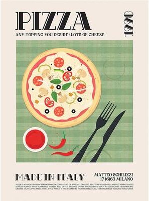 Inspire Essentials World Cuisine Food Wall Art Kitchen Canvas Poster Ramen Pizza Coffee Decor 5 30x40cm No Frame