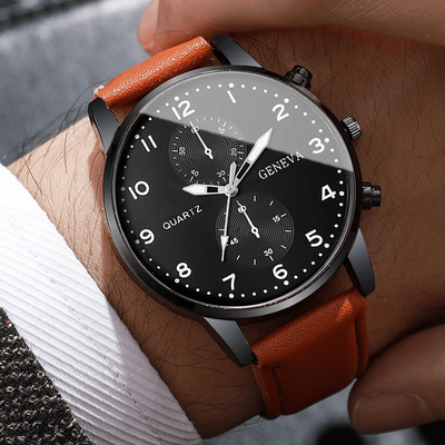 Inspire Essentials Mens Business Quartz Watch Casual Leather Strap Style b Without Box
