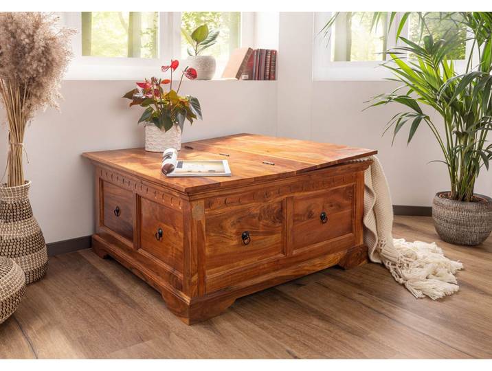 Table basse 90x90 Acacia laqué Miel OXFORD #0416