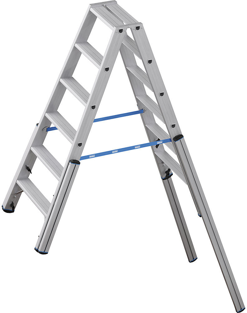 Treppen-Stufenstehleiter, mit Niveauausgleich, beidseitig begehbar, 2x6 Stufen KRAUSE