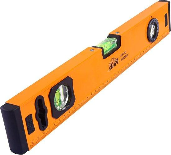 Magnetische aluminium waterpas met 3 libellen, oranje, 40 cm