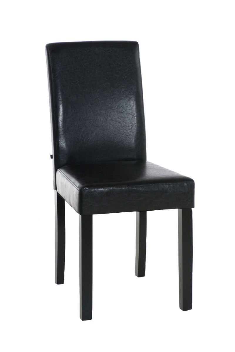 CLP Eetkamerstoel Ina, kunstleer, hoge rugleuning, bruin, zwart frame