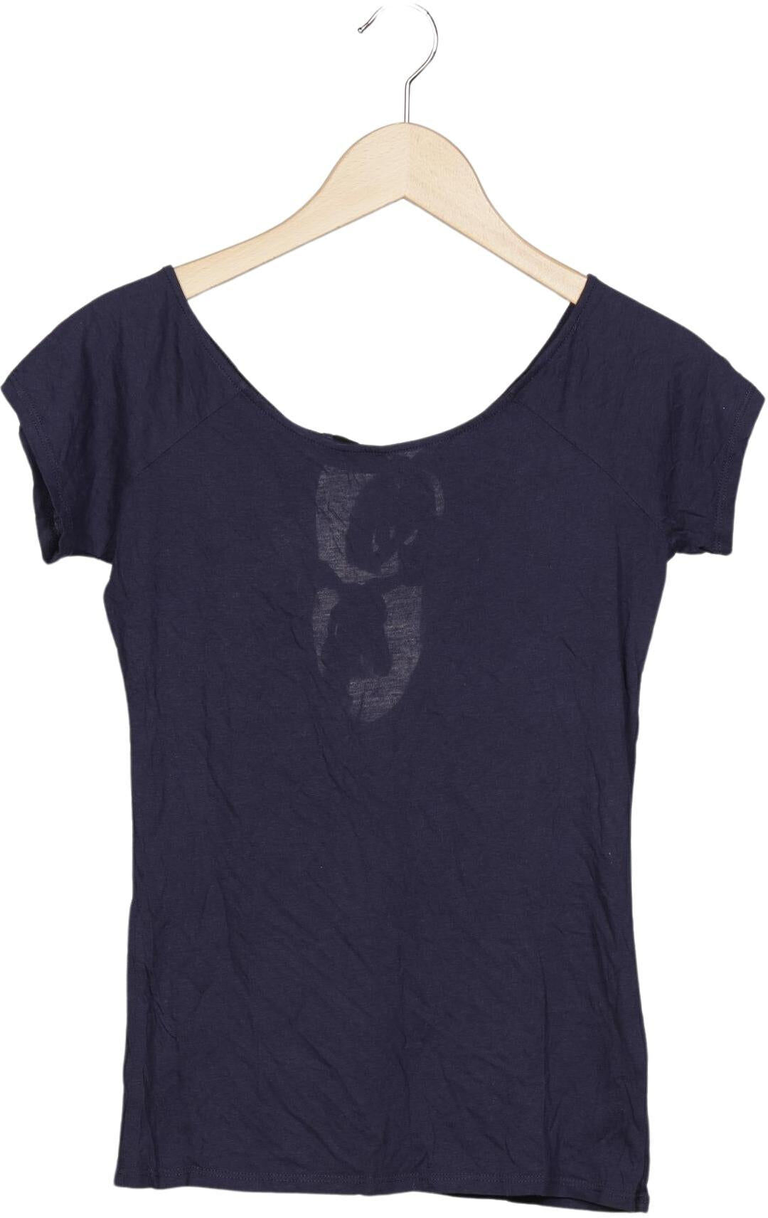 NAF NAF Damen T-Shirt, Marineblau, Gr. S, Modal / Baumwolle - Second Hand