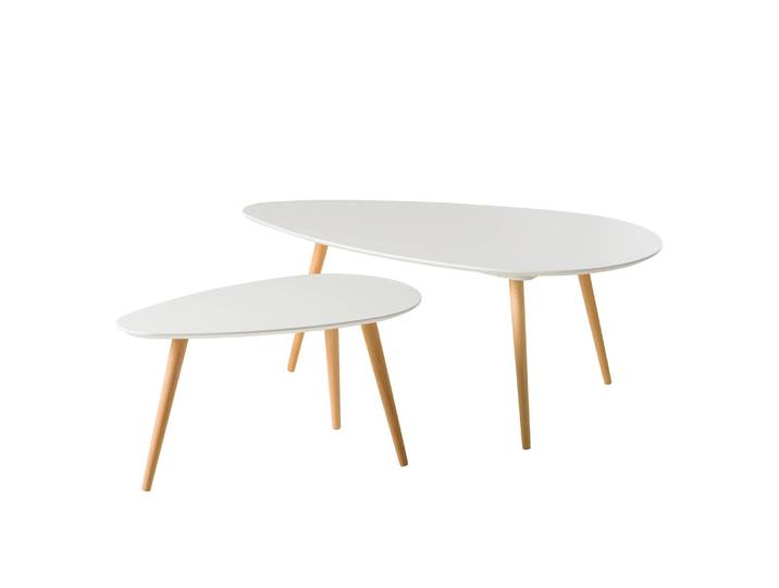Table basse Lilja I lot de 2 116 x 45 x 66cm Blanc/Blanc mat