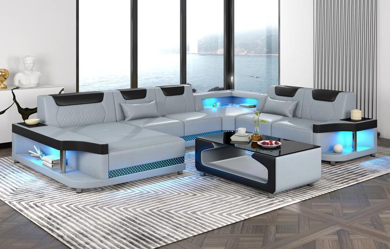 Ecksofa U-Form+Couchtisch Modernes Polster Wohnzimmer Möbel Ecksofa Design Sofa