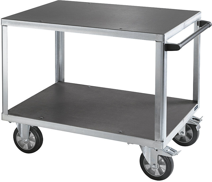 Montagewagen, Tragfähigkeit 1000 kg, 2 Ladeflächen aus Siebdruckplatten, Ladefläche 1050 x 700 mm, Gestell verzinkt eurokraft pro
