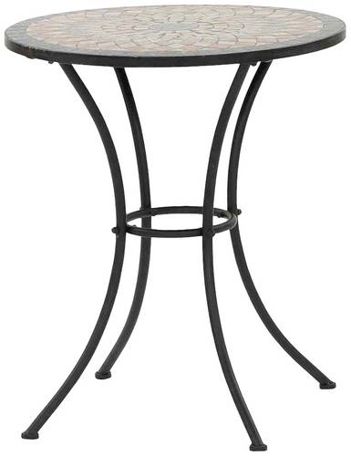 Siena Garden 380813 Prato Tisch Ø 60x71cm Gestell Stahl matt-schwarz, Tischplatte Keramik mehrfarbig mosaikoptik