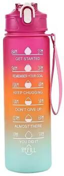 Uplifted Trends Rainbow Color Sports Water Bottle With Straw Durable Heat Resistant Plastic Cup rose Red